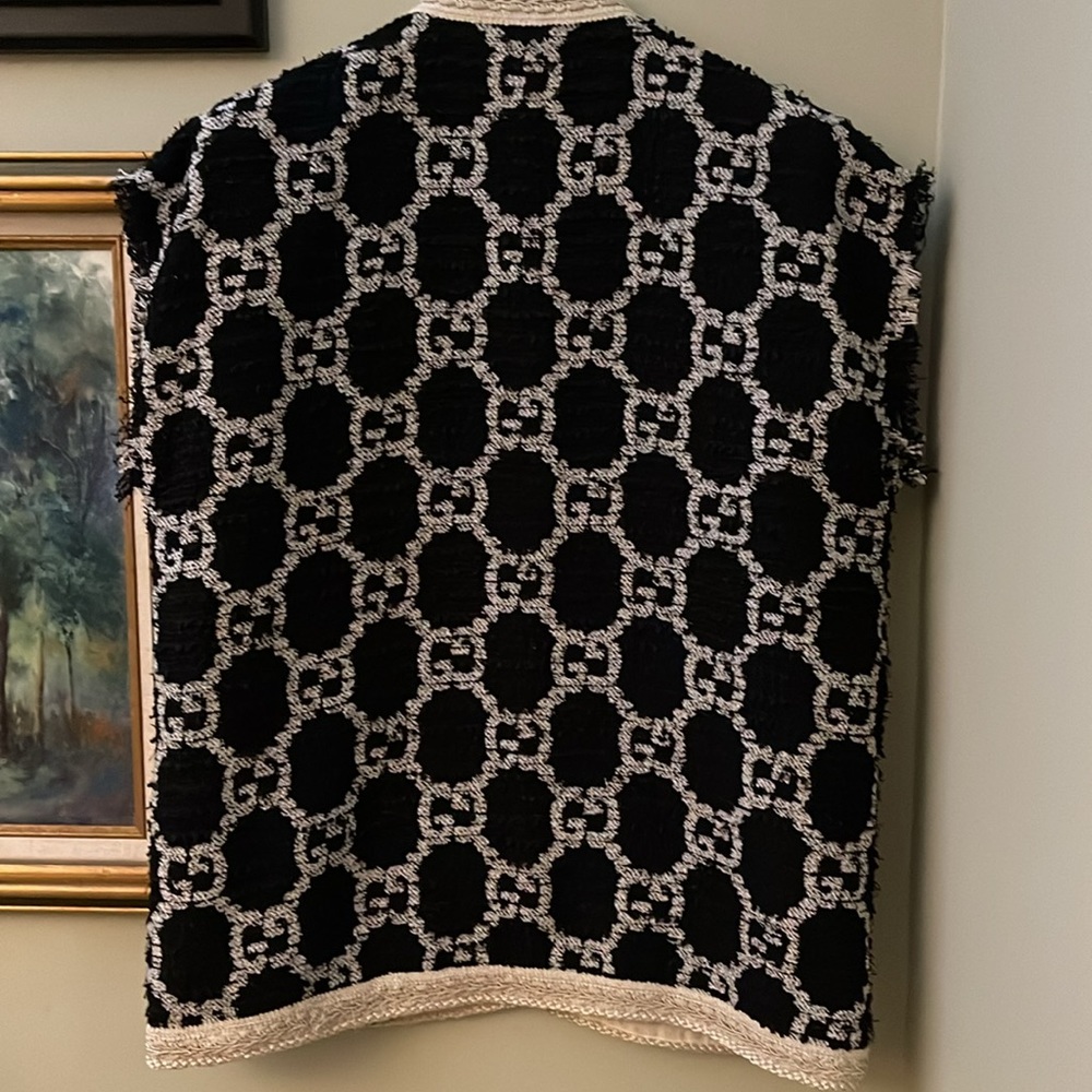 Gucci GG Logo Sweater Vest Coat Jacket Oversize  
Tweed Vest Black white - Picture 10 of 10